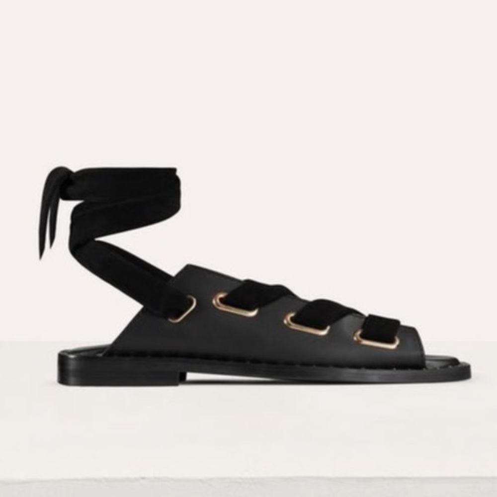 Maje Fidil Leather Sandals lace up
